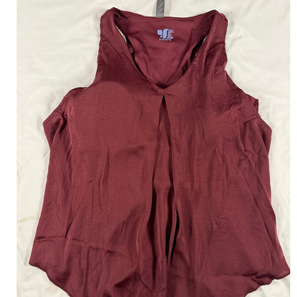SheBird The Free Racerback Sleeveless Built in Bra Tank Burgundy Wine Size 7